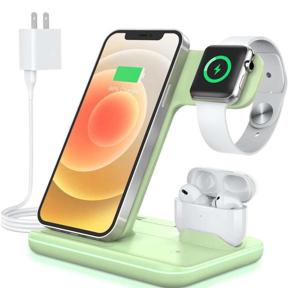 3-in-1 Charger: 15W Apple iWatch, AirPods Pro, iPhone 14/13/12, Samsung Galaxy